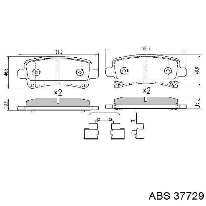 Задні гальмівні колодки ABS 37729 ціна, від 13.92 USD
