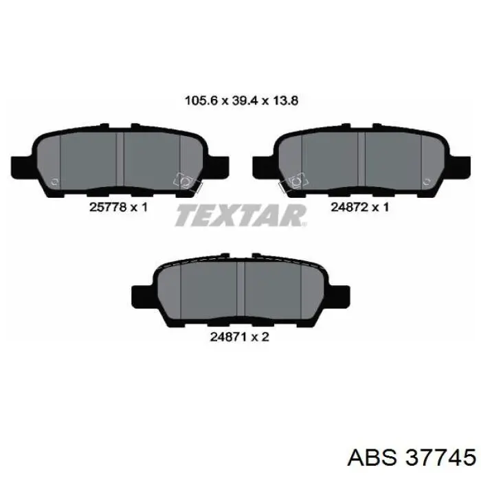 Задні гальмівні колодки ABS 37745 ціна, від 21.65 USD