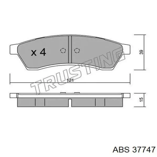 Колодки гальмові задні, дискові 37747 ABS