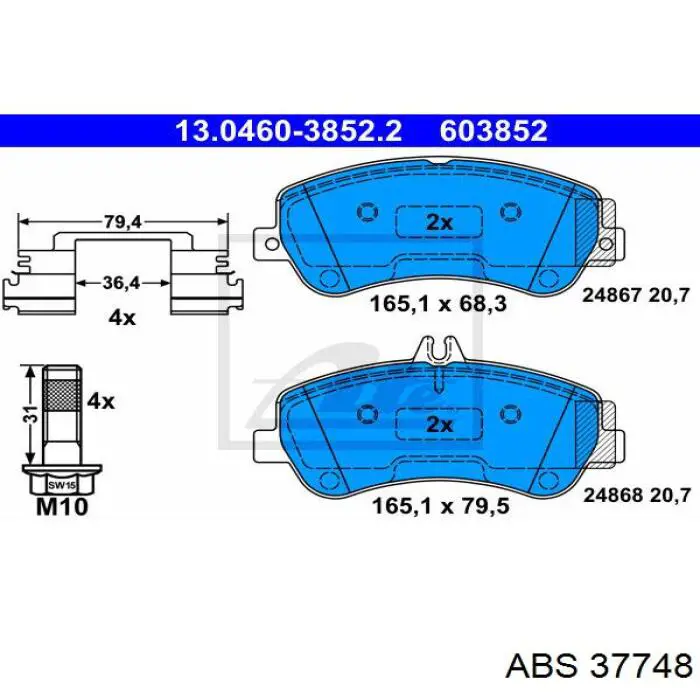 Купити 37748 ABS Колодки гальмівні передні, дискові