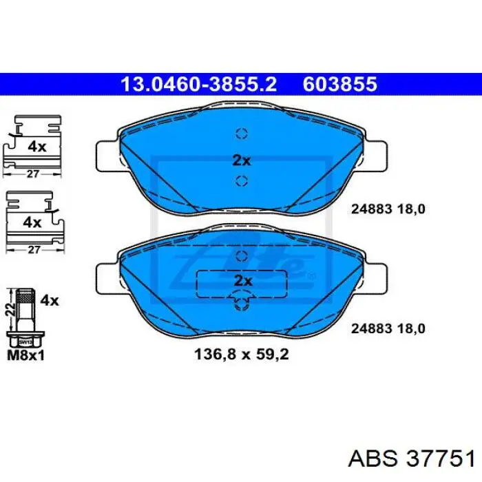 Купити 37751 ABS Колодки гальмівні передні, дискові