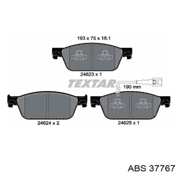 Колодки гальмівні передні, дискові 37767 ABS
