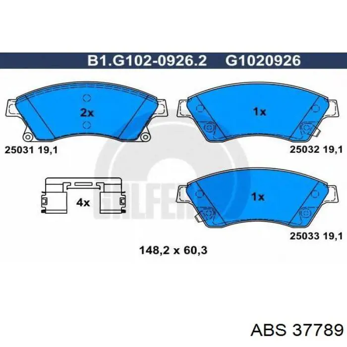 Купити 37789 ABS Колодки гальмівні передні, дискові