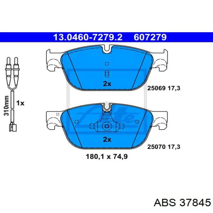 Купити 37845 ABS Колодки гальмівні передні, дискові