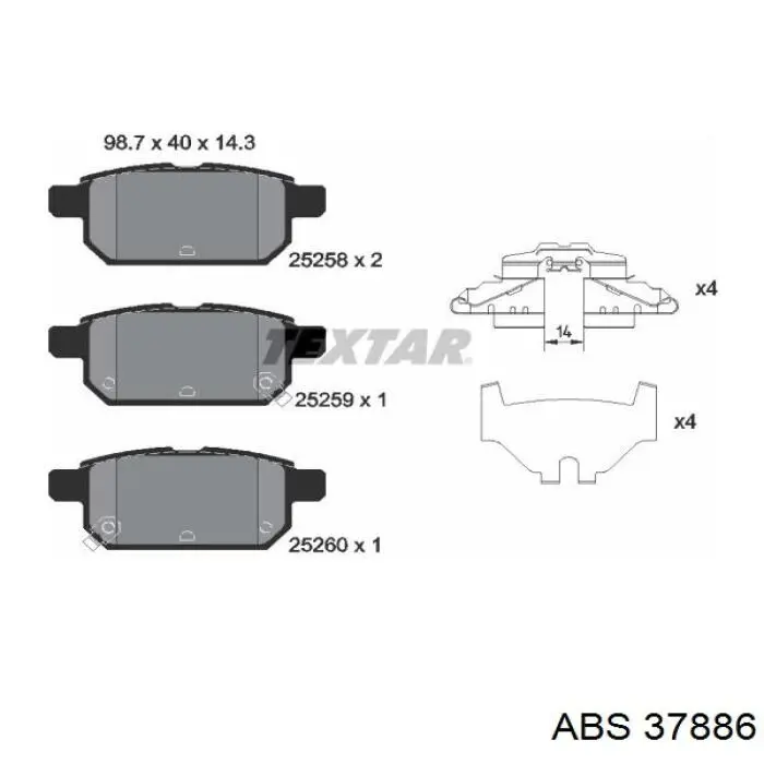 Колодки гальмові задні, дискові 37886 ABS