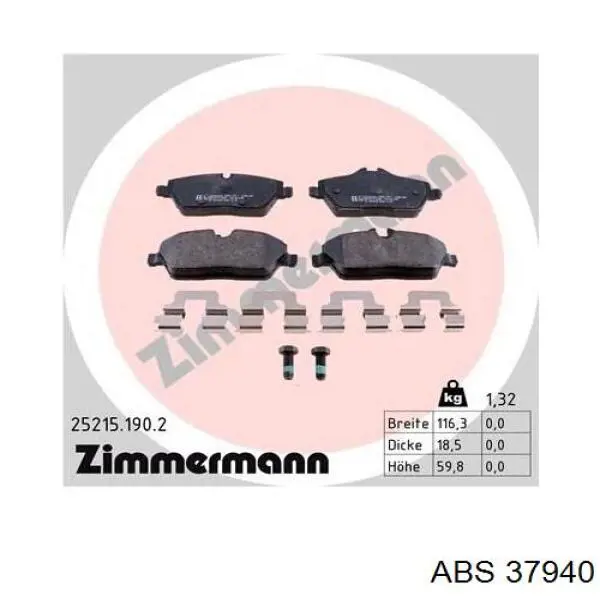37940 ABS Колодки гальмівні задні, дискові