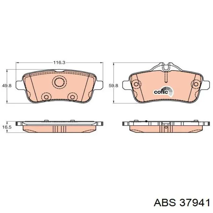 37941 ABS колодки гальмові задні, дискові