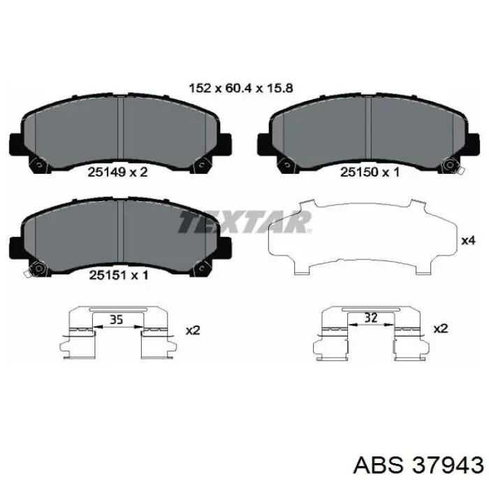Гальмівні колодки ABS 37943 ціна, від 25.62 USD