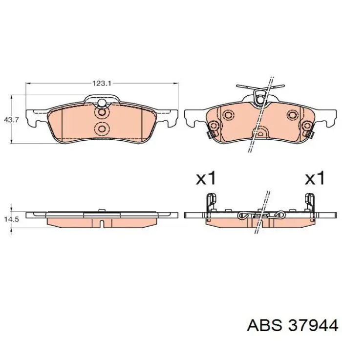 37944 ABS Колодки гальмівні задні, дискові