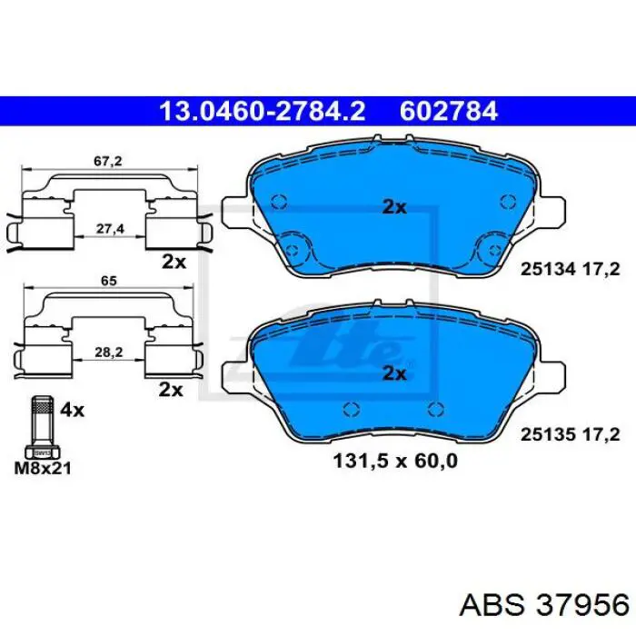 Передні тормозні колодки 37956 ABS