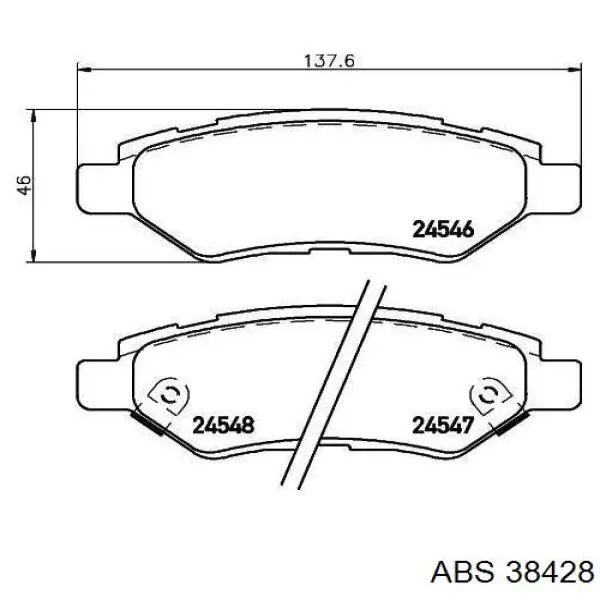 Колодки гальмові задні, дискові 38428 ABS