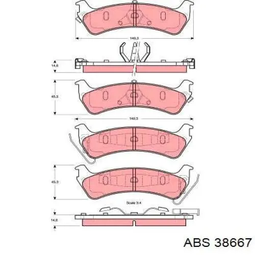 Колодки гальмові задні, дискові 38667 ABS