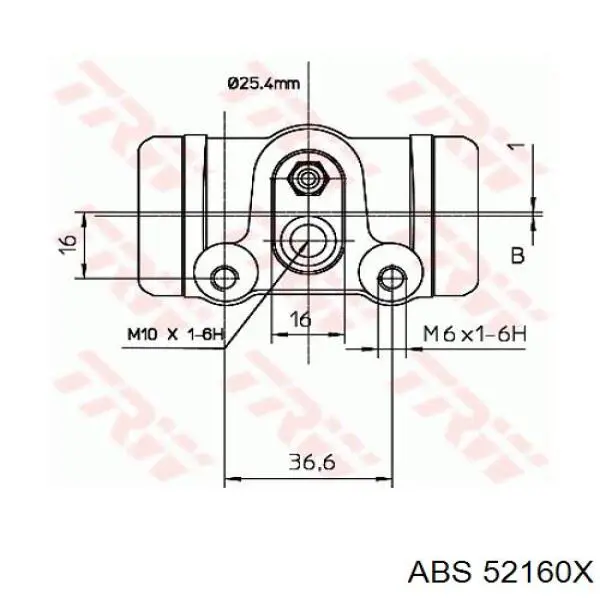 52160X ABS циліндр гальмівний колісний/робітник, задній