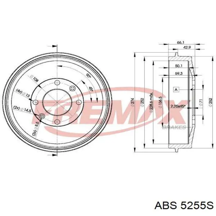 Купити 5255S ABS Барабан гальмівний задній