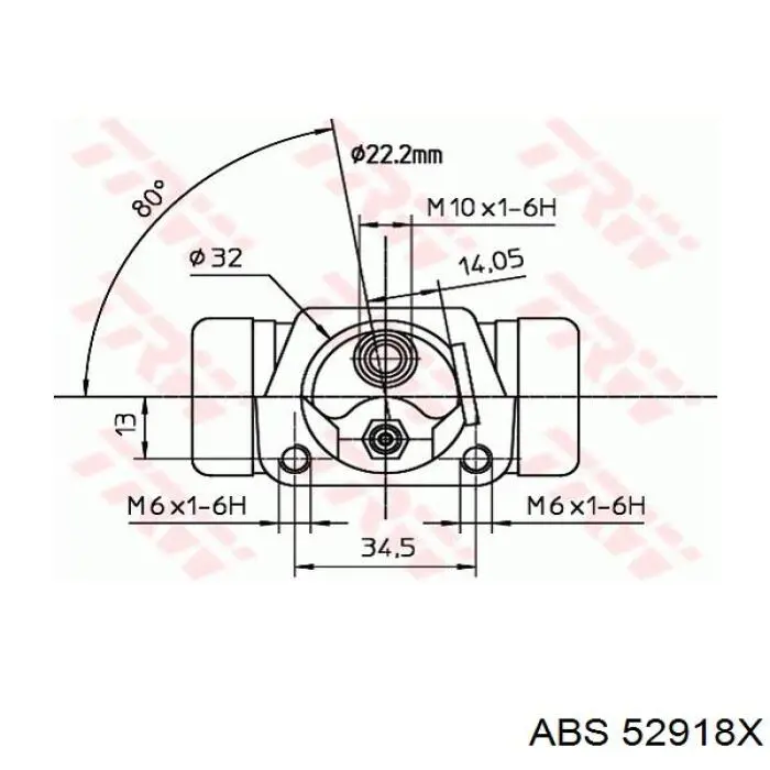 Циліндр гальмівний колісний/робітник, задній 52918X ABS