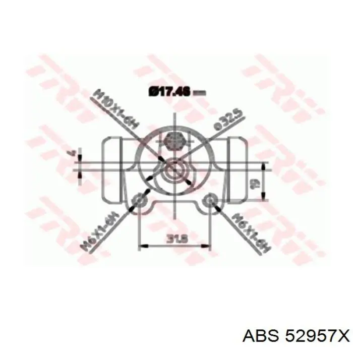 Циліндр гальмівний колісний/робочий, задній ABS 52957X ціна, від 6.93 USD