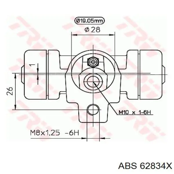 Циліндр гальмівний колісний/робочий, задній ABS 62834X ціна, від 12.39 USD