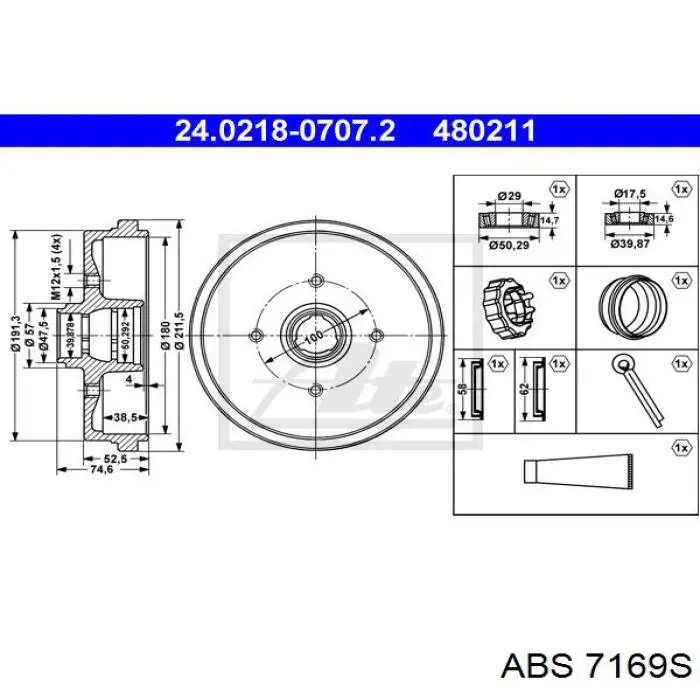 Барабан гальмівний задній ABS 7169S ціна, від 29.48 USD