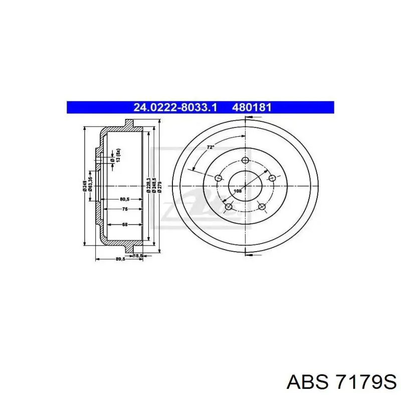 Барабан гальмівний задній ABS 7179S