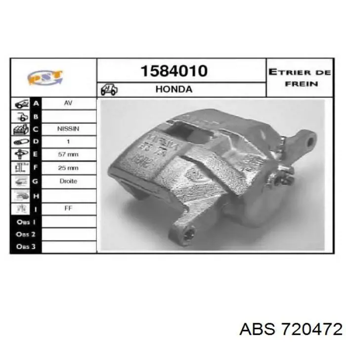 Купити 720472 ABS Супорт гальмівний передній правий