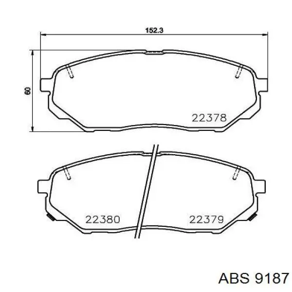 Колодки ручника/стоянкового гальма 9187 ABS