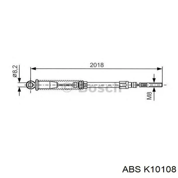 Трос ручника задній правий ABS K10108