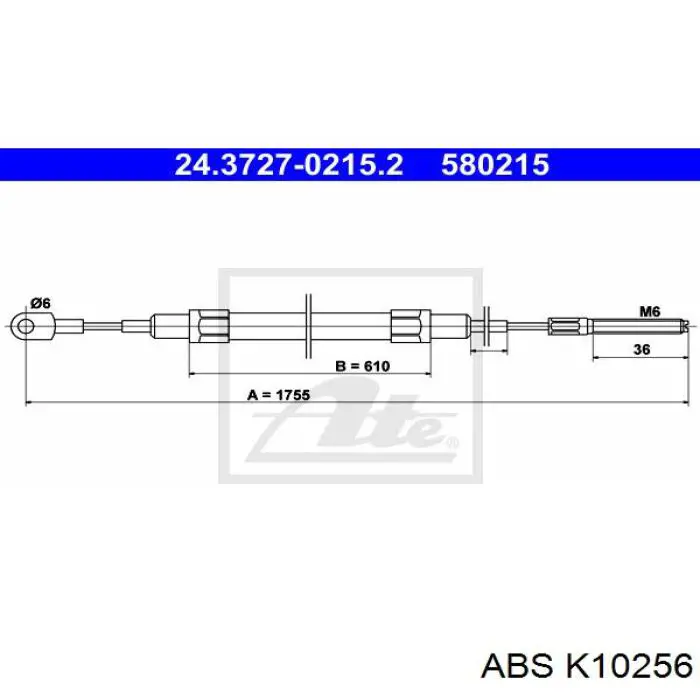 Трос ручного гальма задній, правий/лівий ABS K10256 ціна, від 8.89 USD