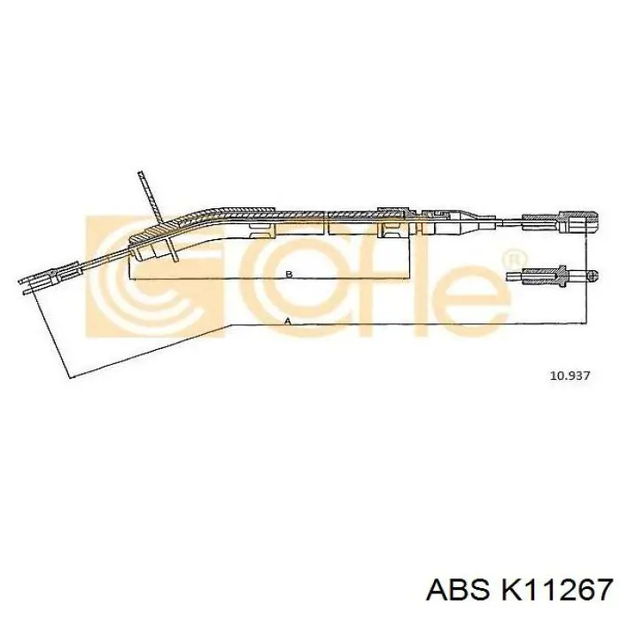 Трос стоянкового гальма задній лівий ABS K11267 ціна, від 12.29 USD