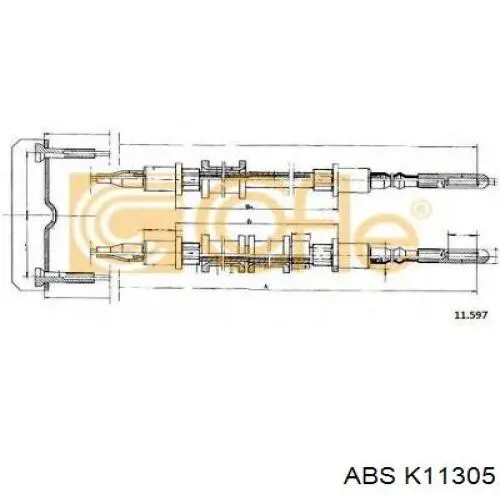 Трос ручного гальма задній, правий/лівий ABS K11305 ціна, від 22.56 USD