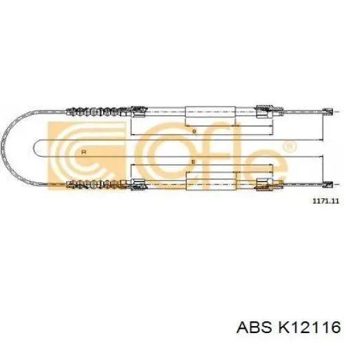 Купити K12116 ABS Трос ручного гальма задній, правий/лівий