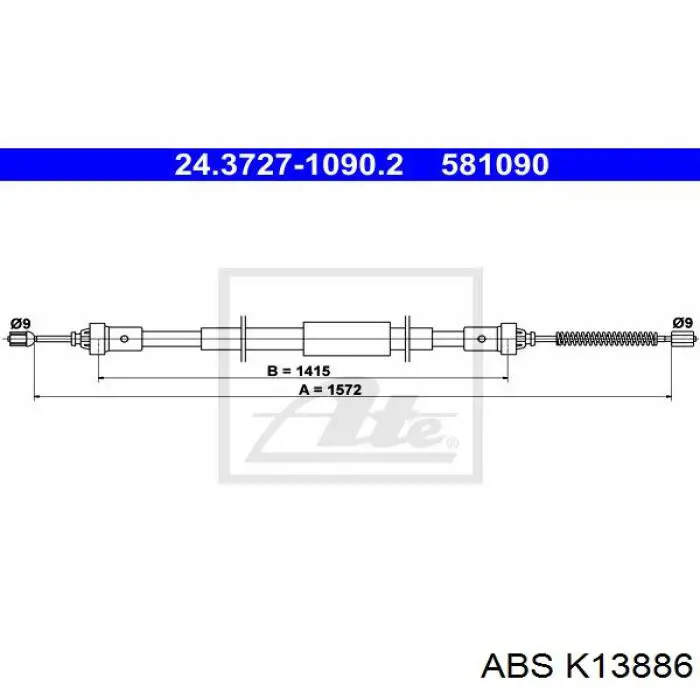 K13886 ABS Трос ручного гальма задній, правий