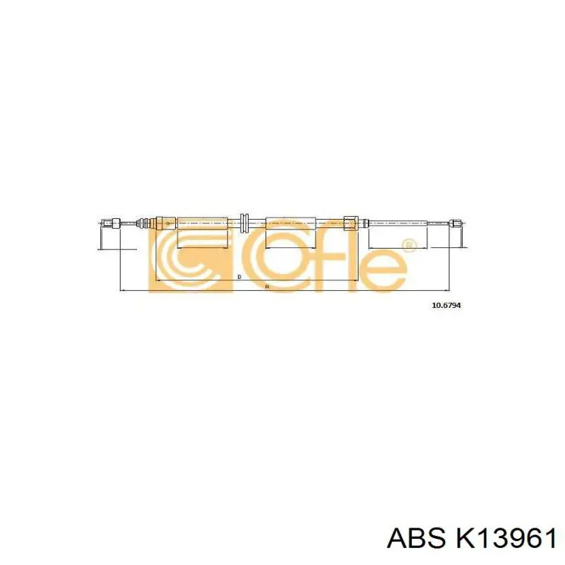 K13961 ABS трос ручного гальма задній, правий/лівий