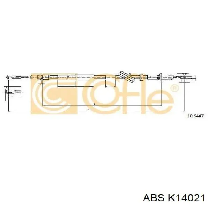 Купити K14021 ABS Трос ручного гальма задній, лівий