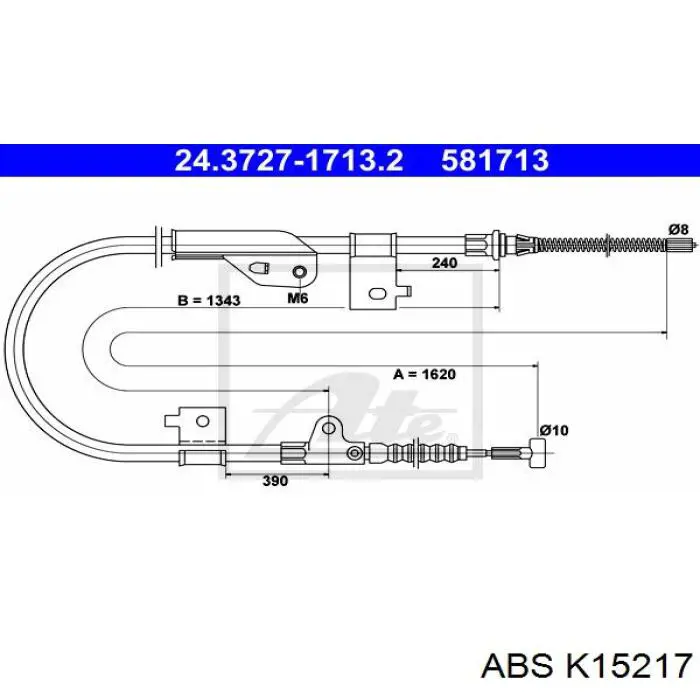 Трос стоянкового гальма задній лівий ABS K15217 ціна, від 16.89 USD