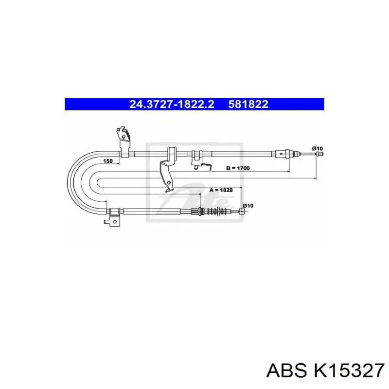 Трос ручного гальма задній, лівий K15327 ABS