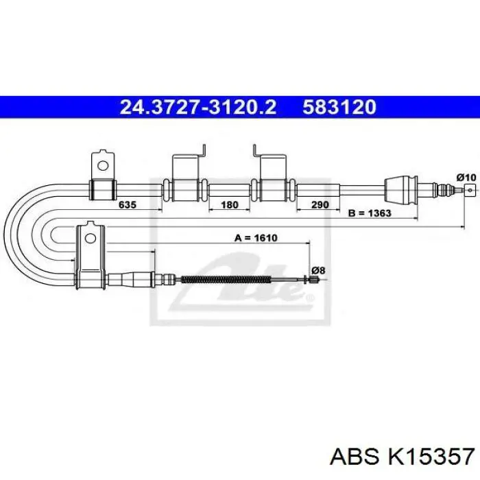 Купити K15357 ABS Трос ручного гальма задній, лівий