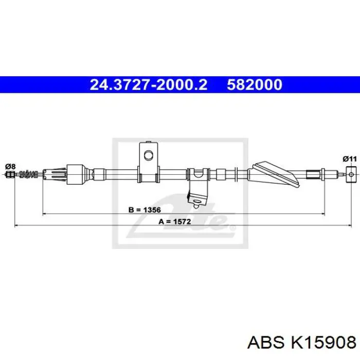 K15908 ABS Трос ручного гальма задній, правий/лівий