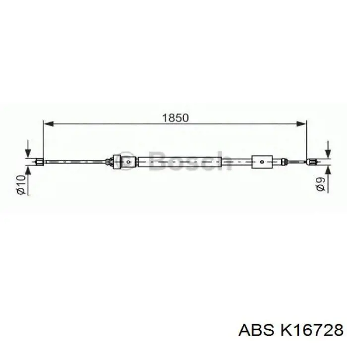 Трос стоянкового гальма задній правий ABS K16728 ціна, від 7.43 USD