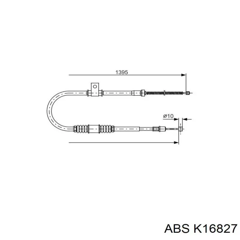 Трос ручного гальма задній, лівий K16827 ABS