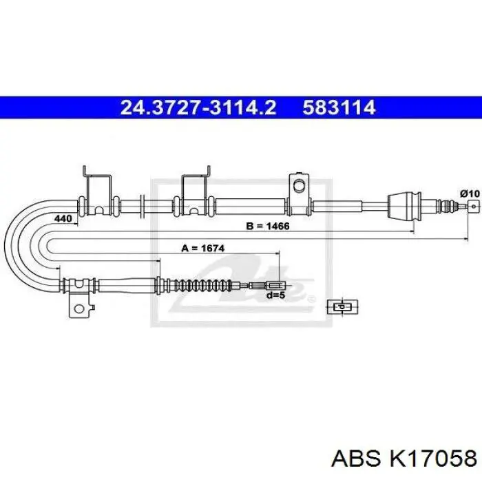 Трос стоянкового гальма задній правий Hyundai/Kia 597702R500 ціна, від 19.34 USD