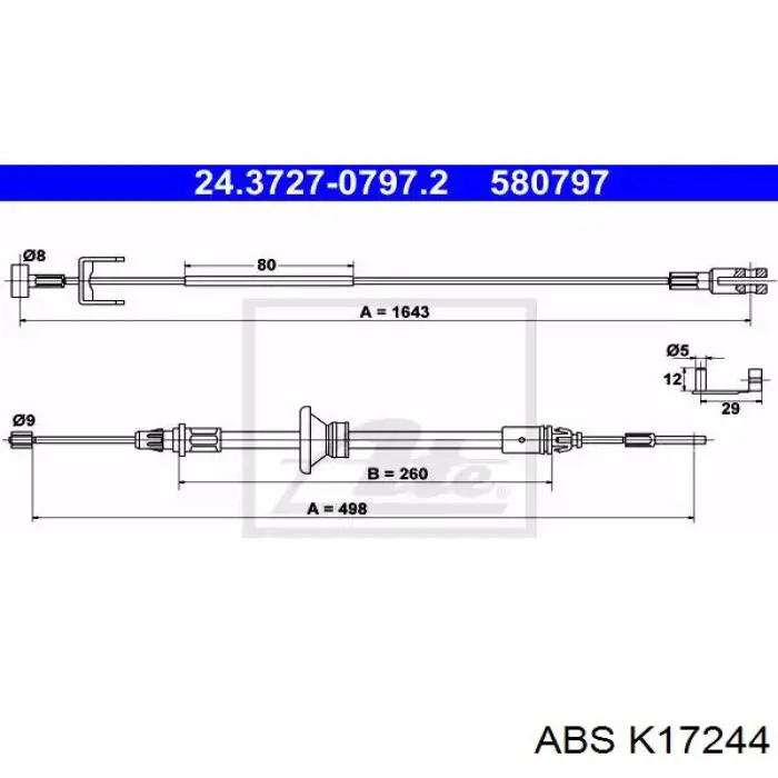 Купити K17244 ABS Трос ручного гальма, проміжний
