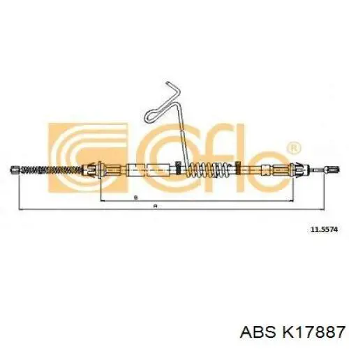 Трос ручного гальма задній, лівий K17887 ABS