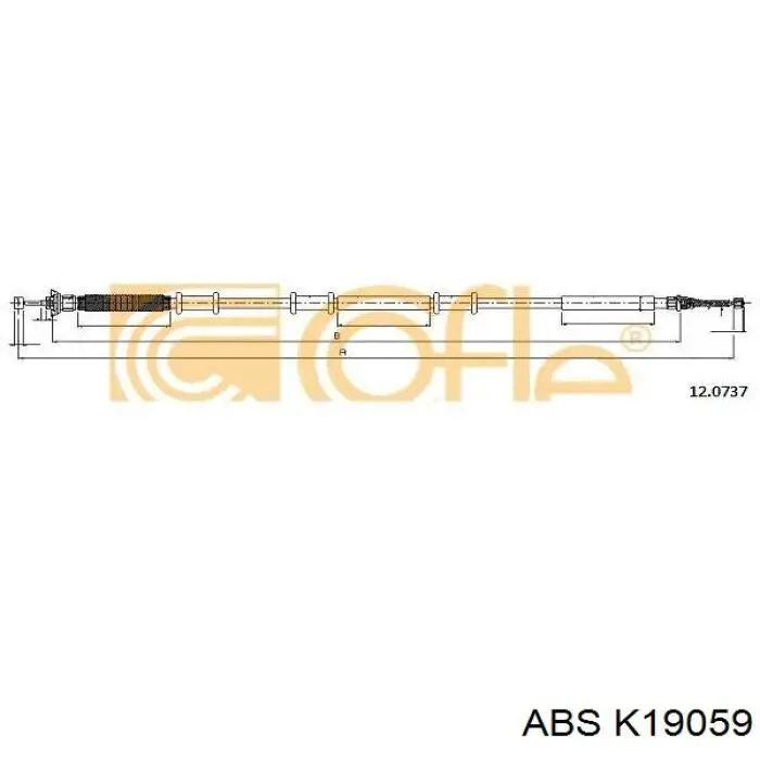 Трос стоянкового гальма задній правий ABS K19059 ціна, від 18.25 USD