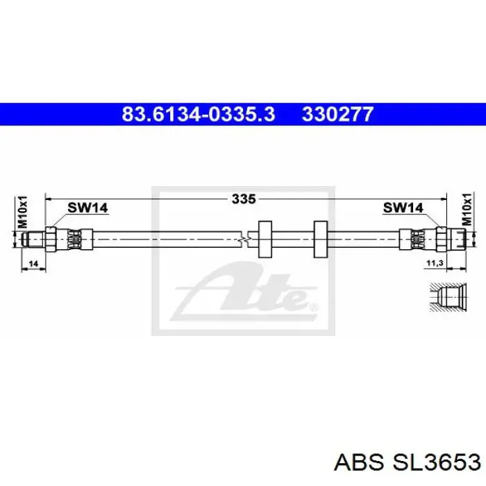SL3653 ABS шланг гальмівний передній