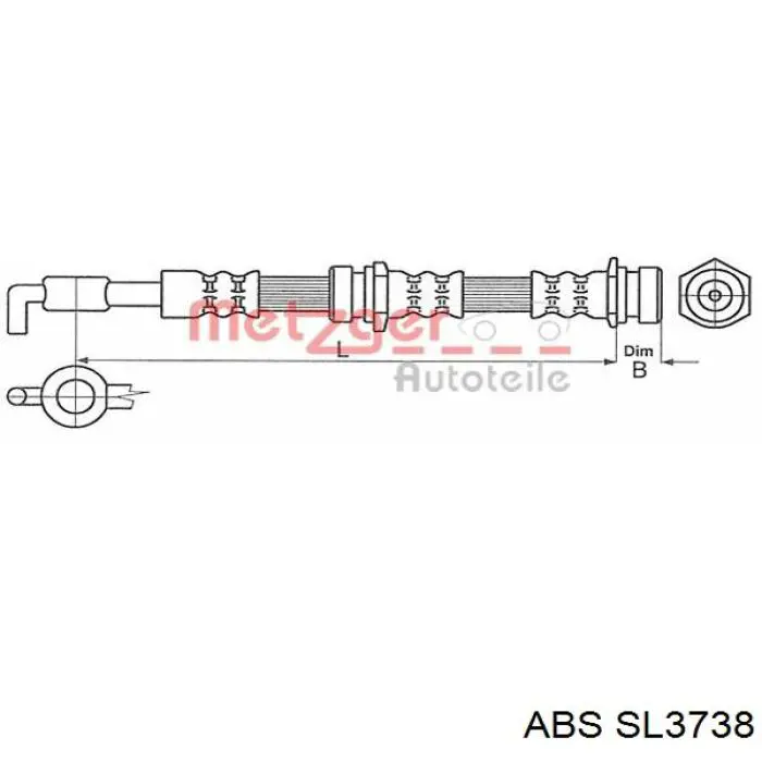 Шланг гальмівний передній ABS SL3738 ціна, від 8.36 USD