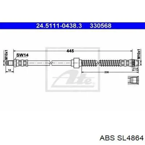 Купити SL4864 ABS Гальмівні шланги передні