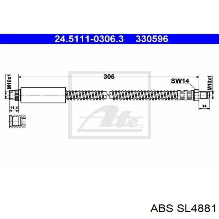 Шланг гальмівний передній ABS SL4881 ціна, від 5.13 USD