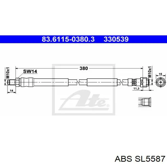 Шланг гальмівний передній ABS SL5587 ціна, від 5.49 USD