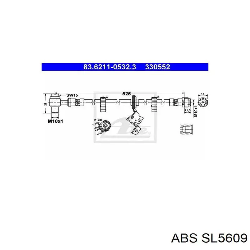 Шланг гальмівний передній, лівий ABS SL5609 ціна, від 15.62 USD