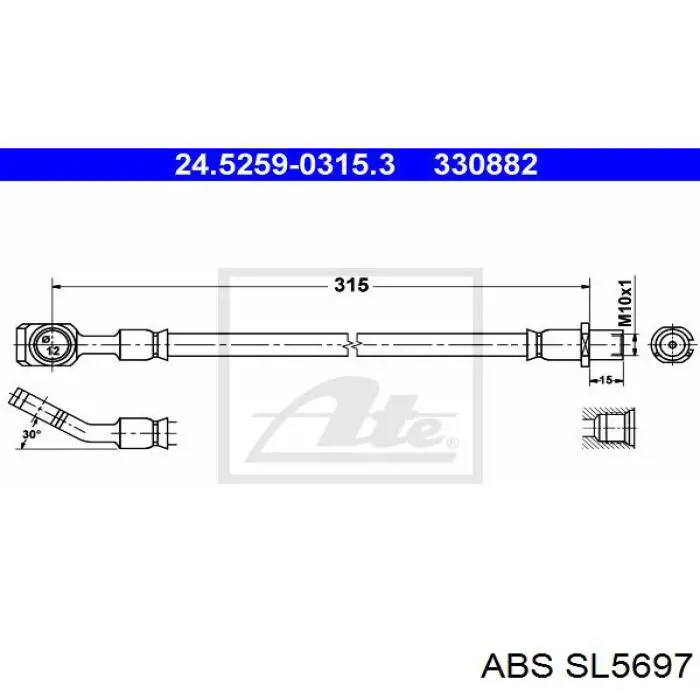Шланг гальмівний задній ABS SL5697 ціна, від 7.74 USD